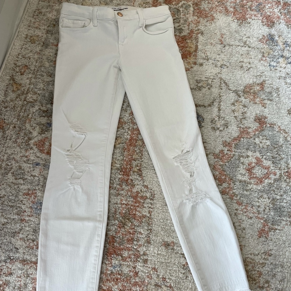 J Brand White Distressed Jeans